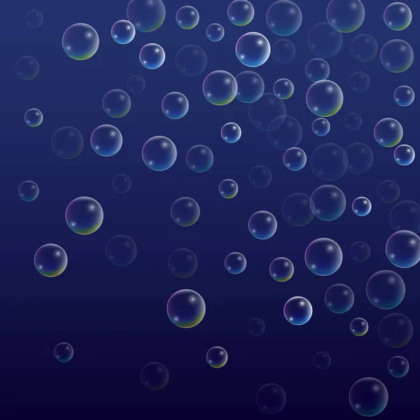 Ubble avec réflexion holographique. Ensemble de bulles d'eau ou de savon réalistes pour votre conception . — Image vectorielle