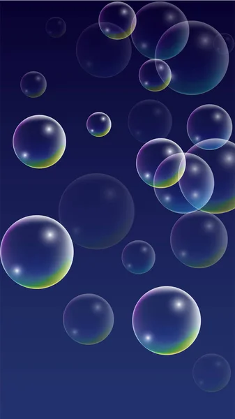 Ubble avec réflexion holographique. Ensemble de bulles d'eau ou de savon réalistes pour votre conception . — Image vectorielle