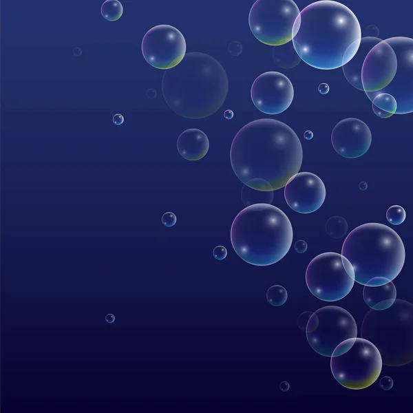 Ubble avec réflexion holographique. Ensemble de bulles d'eau ou de savon réalistes pour votre conception . — Image vectorielle