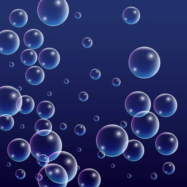 Ubble avec réflexion holographique. Ensemble de bulles d'eau ou de savon réalistes pour votre conception . — Image vectorielle