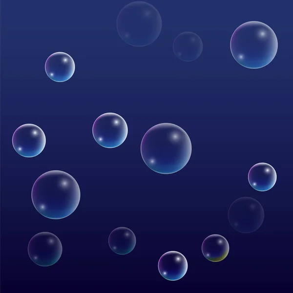 Ubble avec réflexion holographique. Ensemble de bulles d'eau ou de savon réalistes pour votre conception . — Image vectorielle