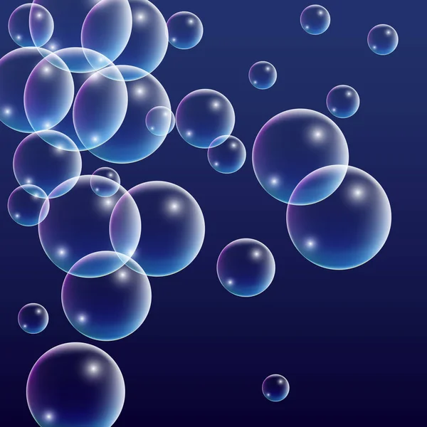 Ubble avec réflexion holographique. Ensemble de bulles d'eau ou de savon réalistes pour votre conception . — Image vectorielle