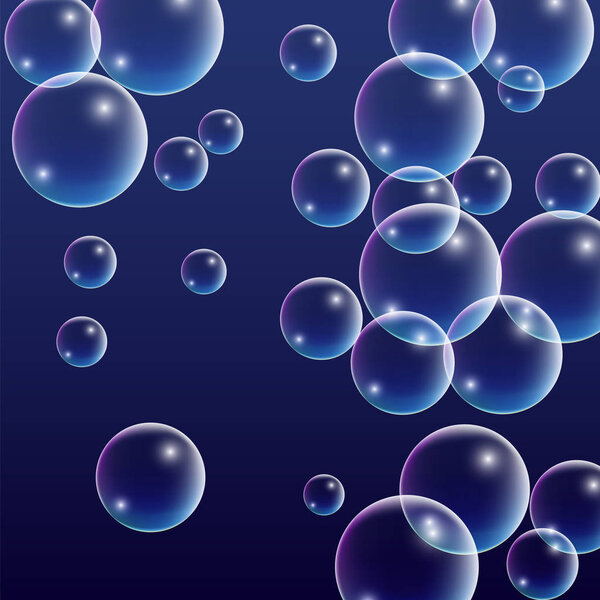 ubble with Hologram Reflection. Set of Realistic Water or Soap Bubbles for Your Design.