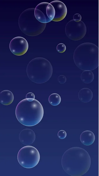 Orékméretek mutatva Hologram tükörképe. Sor valósághű víz vagy szappan buborékok a design. — Stock Vector