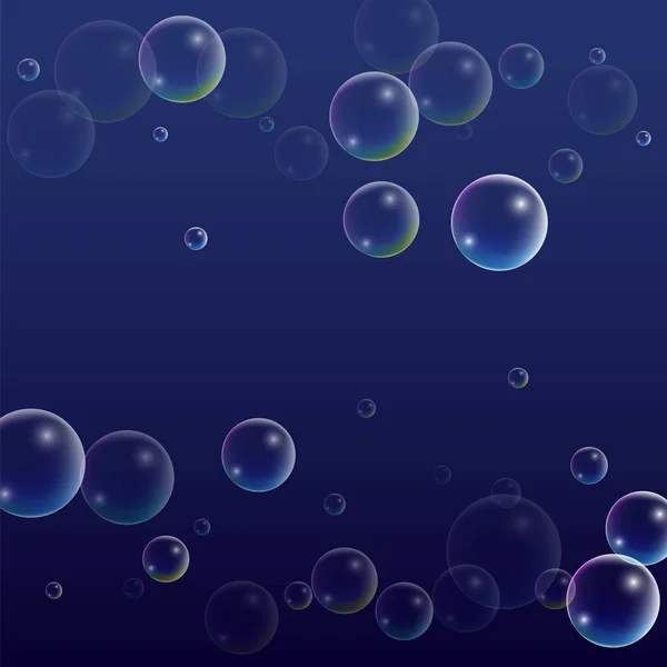 Ubble avec réflexion holographique. Ensemble de bulles d'eau ou de savon réalistes pour votre conception . — Image vectorielle