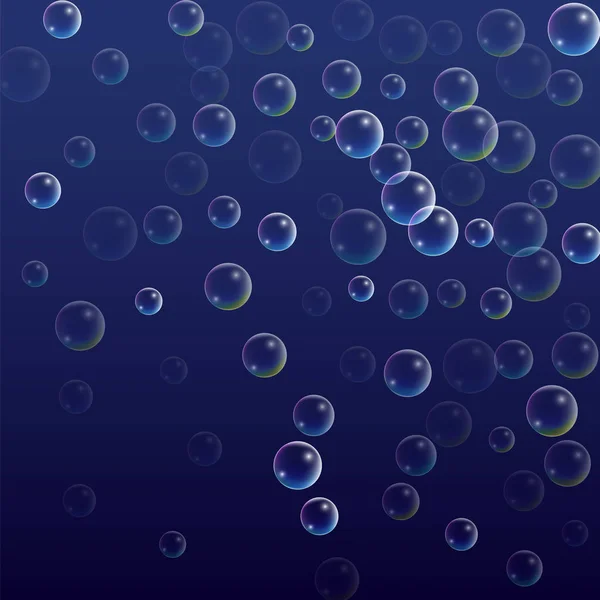 Ubble avec réflexion holographique. Ensemble de bulles d'eau ou de savon réalistes pour votre conception . — Image vectorielle