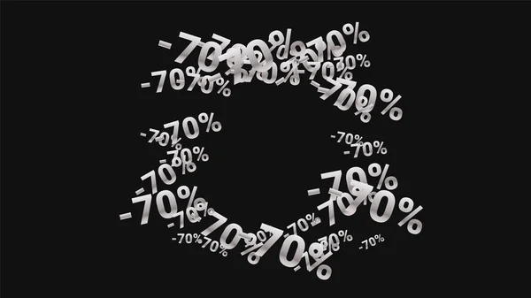 Відсотки на темному тлі. Чорний плакат зі срібними відсотками та сніжинками. Векторні знижки продажу фону . — стоковий вектор