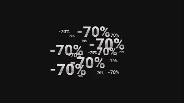 Percent Sings on Dark Background. Cartaz preto com Silver Percent Sings e flocos de neve. Vector desconto Venda fundo. —  Vetores de Stock