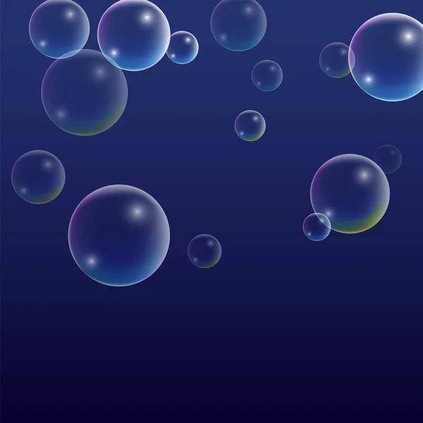 Ubble avec réflexion holographique. Ensemble de bulles d'eau ou de savon réalistes pour votre conception . — Image vectorielle