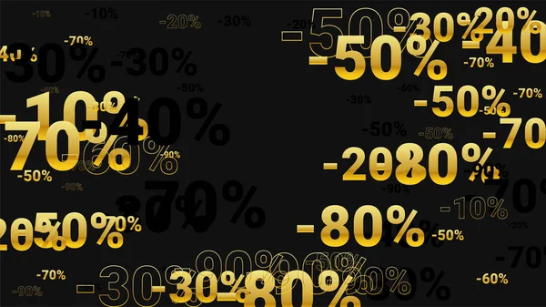 Procento zpívá na temném pozadí. Black Plakát se stříbrnými prohlubněmi a vločkami. Pozadí prodeje vektorových slev. — Stockový vektor