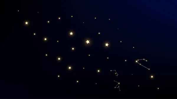 Mappa della costellazione. Stampa astronomica. Bellissimo cielo cosmico con molte stelle. Modello di galassia notturna. Vector Sky Cosmos sfondo . — Vettoriale Stock