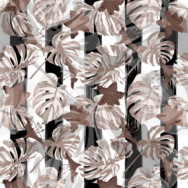 Jungle patroon. Exotische Palm groen achtergrond. Zomer ontwerp voor badmode. Naadloze afbeelding. Naadloze Jungle patroon. — Stockvector