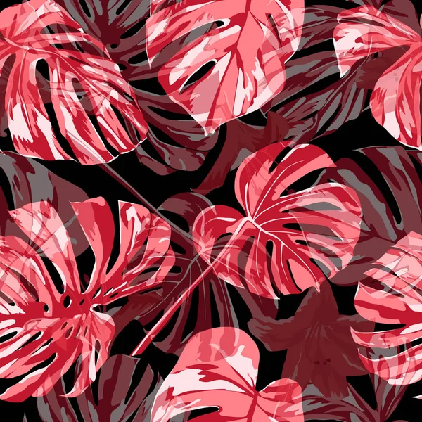 Екзотичні Квіти Екзотичний Фон Пальмової Зелені Літній Дизайн Купальників Повторювані — стоковий вектор