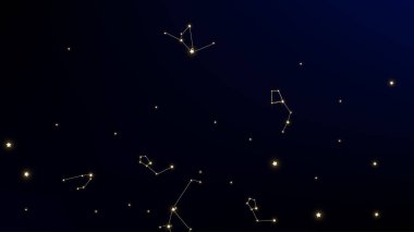 Takımyıldızı harita. Koyu mavi Galaxy desen. Birçok Yıldızlarla kozmik gökyüzü parlıyor. Astronomik yazdır. Vektör takımyıldızı harita arka plan.