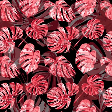 Orman desen. Egzotik palmiye yeşillik zemin. Yinelenebilir illüstrasyon. Yaz mayo için tasarım. Sorunsuz orman desen.