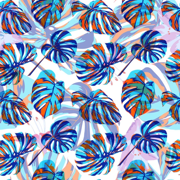 Impresión tropical. Diseño de verano para trajes de baño. Fondo exótico Palm Greenery. Ilustración repetida. Vector Tropical Impresión sin costura . — Vector de stock