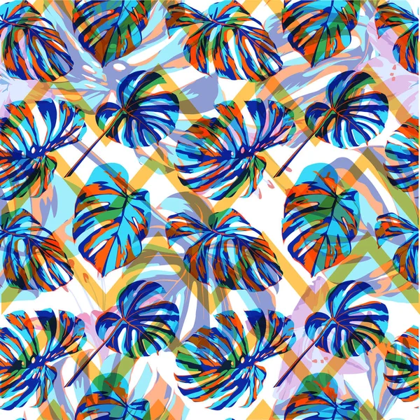 Zomer strand achtergrond. Afbeelding herhalen Zomer ontwerp voor badmode. Exotische Palm groen achtergrond. Vector Summer Beach naadloze achtergrond. — Stockvector