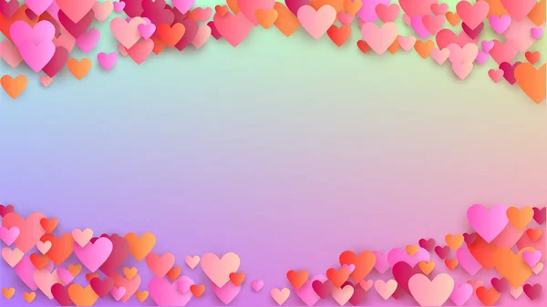 Γάμος με φόντο. Flyer πρότυπο. Πολλά τυχαία πτώση ροζ καρδιές σε ολόγραμμα σκηνικό. Κομφετί καρδιά μοτίβο. Διάνυσμα φόντο γάμου. — Διανυσματικό Αρχείο