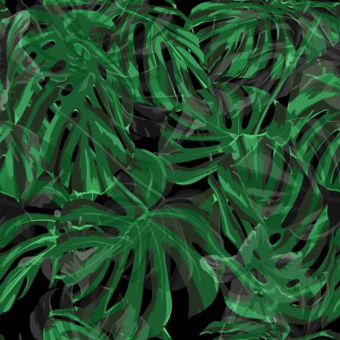 Yaz plaj arka plan. Yinelenebilir illüstrasyon. Egzotik palmiye yeşillik zemin. Yaz mayo için tasarım. Vektör yaz plaj sorunsuz arka plan.