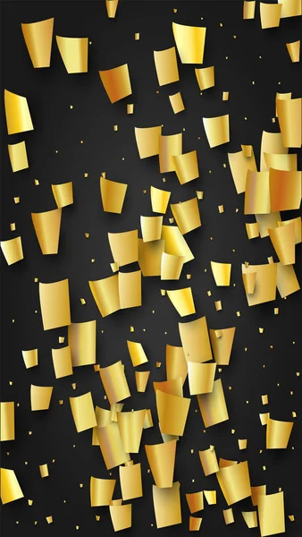 Confetti dorado cayendo sobre fondo negro. Patrón festivo. Elementos de decoración navideña sobre fondo universal. Plantilla de lujo moderna de moda. Fondo vectorial con muchos confeti de oro. — Vector de stock