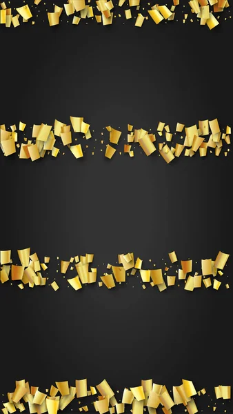 Confetti dorado cayendo sobre fondo negro. Plantilla de lujo moderna de moda. Patrón festivo. Elementos de decoración navideña sobre fondo universal. Fondo vectorial con muchos confeti de oro. — Vector de stock