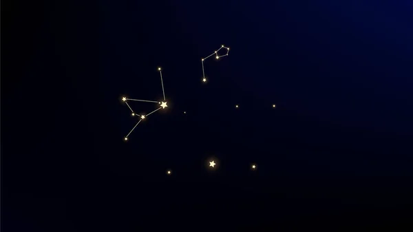 별자리지도. 천문학 인쇄. 많은 별과 마법의 우주 하늘. 어두운 은하 패턴입니다. 벡터 공간 별 배경. — 스톡 벡터