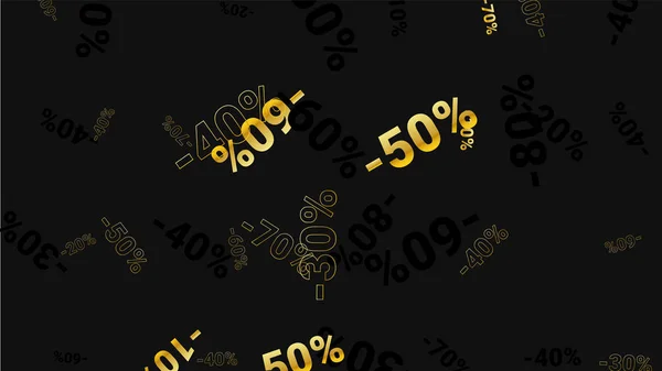 Percent Sings on Dark Background. Black Poster with Silver Percent Sings and Snowflakes. Vector Discount Sale Background. — Stock Vector