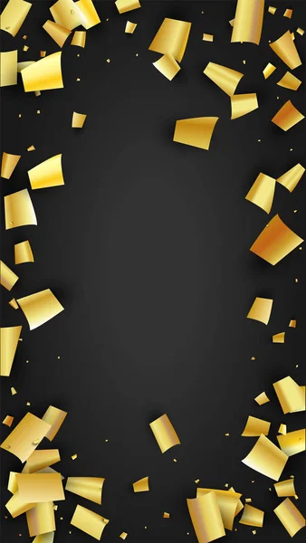 Confetti dorado cayendo sobre fondo negro. Patrón festivo. Elementos de decoración navideña sobre fondo universal. Plantilla de lujo moderna de moda. Fondo vectorial con muchos confeti de oro. — Vector de stock