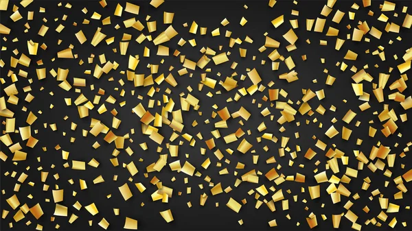 Golden Confetti falder på sort baggrund. Trendy moderne luksus skabelon. Feriedekorationselementer på universel baggrund. Festligt mønster. Vektorbaggrund med mange gyldne konfetti. – Stock-vektor