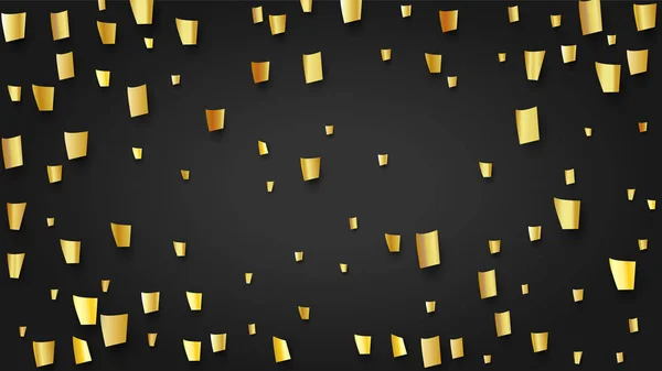 Confetti dorado cayendo sobre fondo negro. Patrón festivo. Elementos de decoración navideña sobre fondo universal. Plantilla de lujo moderna de moda. Fondo vectorial con muchos confeti de oro. — Vector de stock