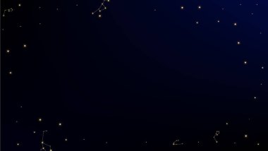 Constellation haritası. Birçok yıldız ile kozmik gökyüzü Shining. Astronomik baskı. Gece galaksi deseni. Vektör Zodiac Sky arka plan.