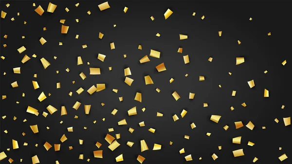 Confetti dorado cayendo sobre fondo negro. Patrón festivo. Elementos de decoración navideña sobre fondo universal. Plantilla de lujo moderna de moda. Fondo vectorial con muchos confeti de oro. — Vector de stock