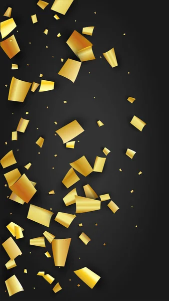 Confetti dorado cayendo sobre fondo negro. Patrón festivo. Elementos de decoración navideña sobre fondo universal. Plantilla de lujo moderna de moda. Fondo vectorial con muchos confeti de oro. — Vector de stock