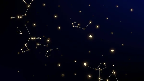 별자리지도. 많은 별과 마법의 우주 하늘. 천문학 인쇄. 밤 은하 패턴입니다. 벡터 조디악 하늘 배경. — 스톡 벡터