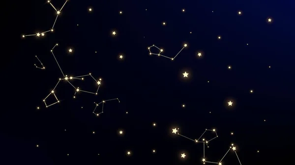 Mapa de constelación. Cielo Cósmico Mágico con Muchas Estrellas. Impresión astronómica. Patrón de galaxia nocturna. Vector zodiaco cielo fondo . — Vector de stock