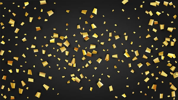 Confetti dorado cayendo sobre fondo negro. Elementos de decoración navideña sobre fondo universal. Patrón festivo. Plantilla de lujo moderna de moda. Fondo vectorial con muchos confeti de oro. — Vector de stock