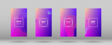 Sıvı Şekiller. Yatay oryantasyon. Modern Geometrik Desen. Banner Tasarım Kompozisyonu. Gradyan Arkaplan Kümesi.