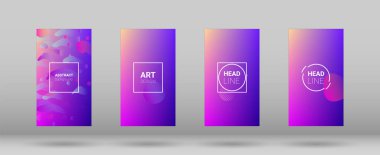 Sıvı Şekiller. Modern Geometrik Desen. Yatay oryantasyon. Banner Tasarım Kompozisyonu. Gradyan Arkaplan Kümesi.