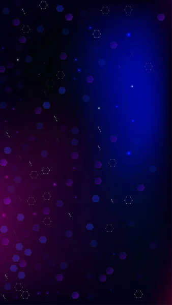 Blockchain Technology Background. Futuristic Cyberspace with Hexagon Fractals. Telón de fondo de la tecnología digital. Plantilla vertical BG para dispositivos móviles. Tecnología vectorial Blockchain fondo. — Vector de stock