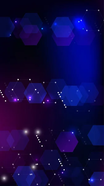 Blockchain Technology Background. Plantilla vertical BG para dispositivos móviles. Telón de fondo de la tecnología digital. Futuristic Cyberspace with Hexagon Fractals. Tecnología vectorial Blockchain fondo. — Vector de stock