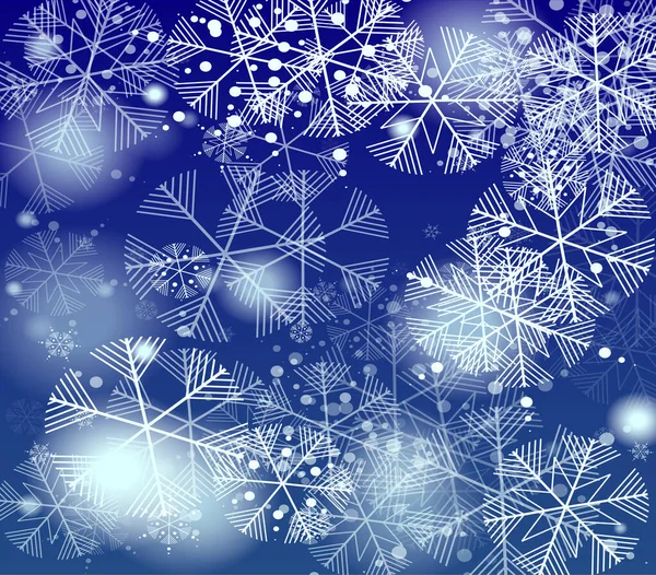 Hermoso fondo de Navidad con la caída de copos de nieve — Vector de stock