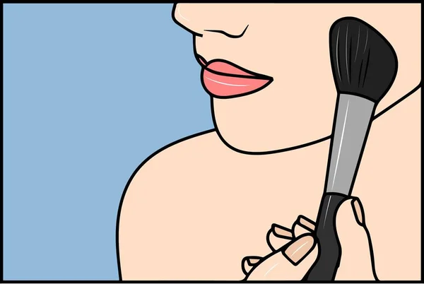 Maquiagem Pop Art Closeup Menina Sexy Pinta Lábios Com Batom —  Vetores de Stock