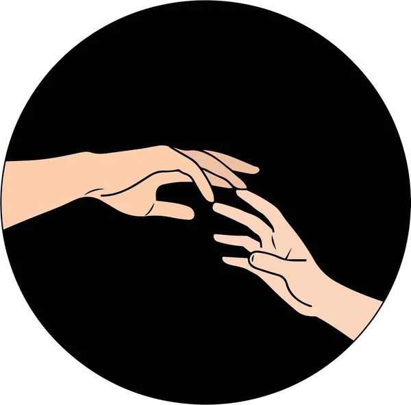 Illustration Vectorielle Deux Mains Rejoignant Sur Fond Noir — Image vectorielle