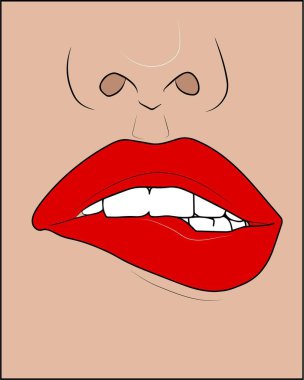 Vektör renkli arka plan çizgi retro pop sanat tarzı. Kadın yüzü üzerinde kozmetik appliying.