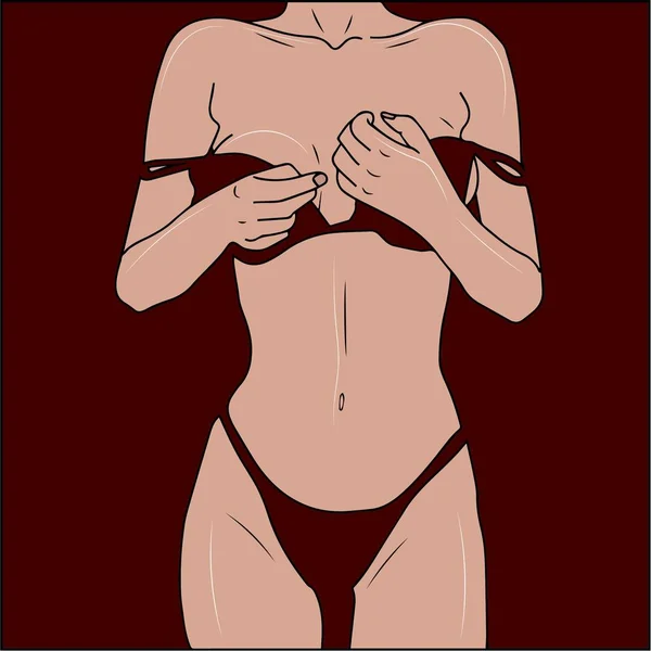 Illustration Vectorielle Femme Sexy Lingetie Rouge — Image vectorielle