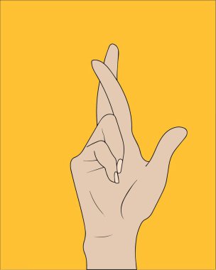 Parmak çarpı işareti, el hareketi. Yalan, şans, batıl inanç sembol veya simge. Vektör çizim