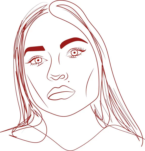 vektör çizim, beyaz arka plan üzerinde güzel genç kadın yüzü. bir satır tasarım