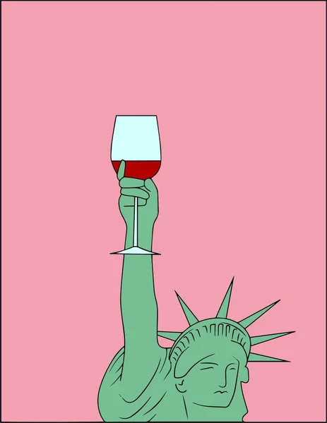 resim, heykel Liberty Liberty aydınlatıcı dünya şarap om pembe arka plan ile vektör