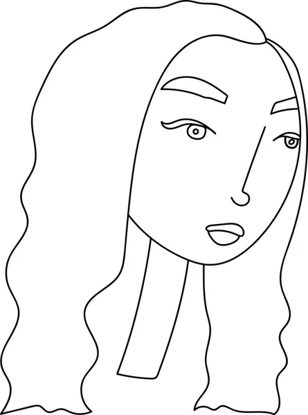 Illustration Head Beautifull Young Woman One Line Design — Stock Vector