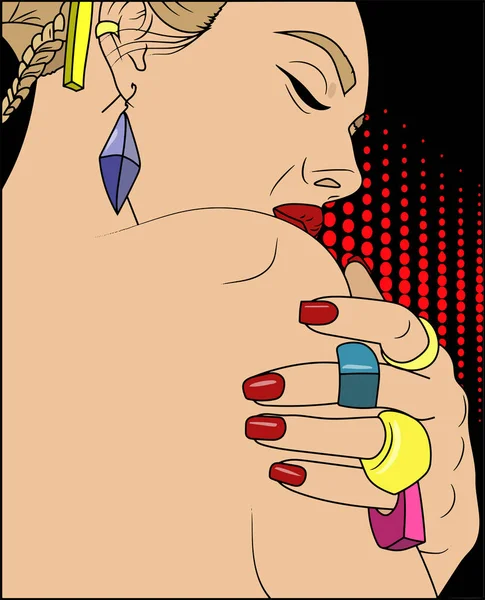 vektör çizim. kadın pop sanat arka plan üzerinde parlak aksesuarlar ile